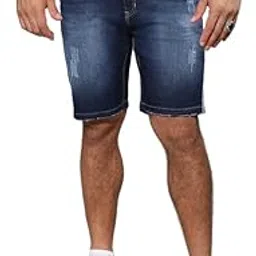 instafab Plus Men's Denim Shorts for Casual Wear | 5 Pockets | Dark-Wash | Button Closure | Plus-Size Fit | Denim Shorts Crafted with Comfort with for Everyday Wear-picture-26