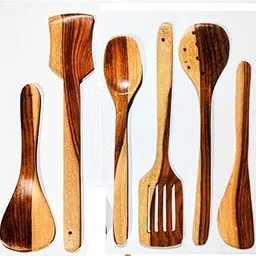 Wooden Kitchen Utensil Set, 6-Piece Cooking Tools, Natural Wood Spatulas and Spoons-picture-29