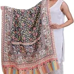 Women's Multi Printed Floral Design Wool Shawl_5588_Multi-image-81