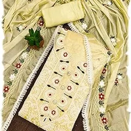 sidhidata Women's Heavy Chanderi Cotton Embroidery Work Unstitched Salwar Suit Dress Material With Nazmin Work Dupatta (DM Sonn_Free Size)-picture-27