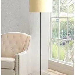 VINTAGE MART.....Modern Floor Lamp with Fabric Shade, Black Metal Stand, Living Room Standing Light-picture-54