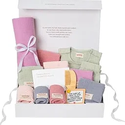 Smileful Organic Baby Gift Set (13 Pcs) | Unisex - Boys & Girls | GOTS Certified Organic Cotton | AZO Free Dyes | Eco-Friendly | Ideal Baby Shower & Newborn Gift (Premium)-picture-23