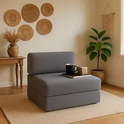 PUM PUM 2-Seater 36 inch Width PU Foam Sofa Cum Bed ? Soft, Foldable & Lightweight Couch for Home, Living Room & Guest Use,Grey-picture-10