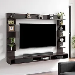 Cabiar Wall Mounted TV Unit for Living Room | Modern Wooden Entertainment Center with Storage Shelves | Engineered Wood TV Cabinet & TV Panel for 43 to 55 Inch LED/LCD TVs (Wenge)-picture-24