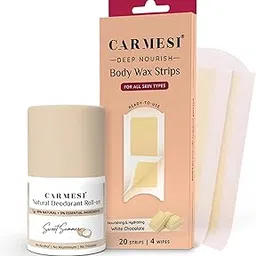 Carmesi 1 Natural Underarm Deodorant Roll On for Women (Sweet Summer), 50ml + Deep Nourish Body Wax Strips (20 strips, 4 post-wax wipes) | For Fresh Underarms All Day | Cold Waxing-image-15