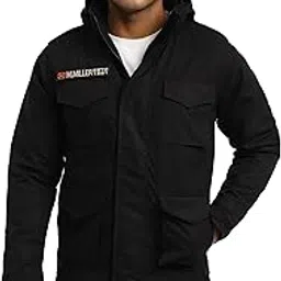 mountmiller Men's Solid M65 Ripstop Field Hooded Tactical Jacket | Water Repellant | Multi-Pocket | UV Protective | Abrasion-Resistant | Ideal for Outdoor, Hiking & Trekking-picture-17