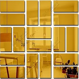 Bikri Kendra - 20 Rectangle Golden Mirror Stickers for Wall, Acrylic Wall Decor Sticker, Wall Stickers for Hall Room, Bed Room, Kitchen. Wall Mirror Stickers, 3D Acrylic Self-Adhesive-picture-35