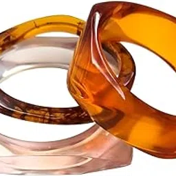 Fuschianet Accessories Transparent, Orange, Thin Brown Resin Stackable Bangles Combo for Women and Girls Set of 3-picture-22