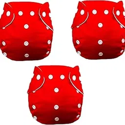 Baby Cloth Diapers 0 To 3 Years | Side Leakage Proof Washable Reusable Diaper For New Born Baby Without Inset Pad (Pack Of 3) (Red)-picture-41