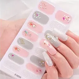 16tips/Sheet Full Cover Summergel Nail Wraps Sticker Stickers 3D Self-Adhesive Bronzing Gold Line French Nail Strips Baking Free - NL-Z-0233-picture-43