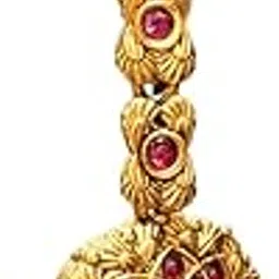 Maang Tika Traditional Gold-Plated with Ruby Red Stones-picture-13