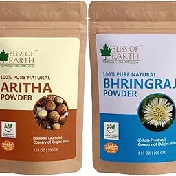 Bliss of Earth 100gm Bhringraj Powder Orgnaic & Pure Reetha Powder | 100GM | Aritha Powder |Natural Great for Hair-picture-39
