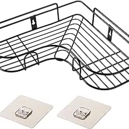 Sulfar 1-Shelf Modern Metal Corner Shelf, No-Drill Adhesive Installation, Ventilated Design, Bathroom Triangle Corner Shelf-picture-16