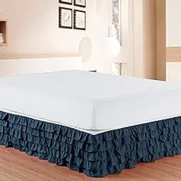 Elegant Comfort Luxurious Premium Quality 1500 Thread Count Wrinkle and Fade Resistant Egyptian Quality Microfiber Multi-Ruffle Bed Skirt - 15inch Drop, California King, Navy Blue-picture-33