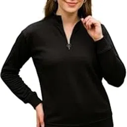 bright nex Classic Quarter Zip Pullover Sweatshirt for Women, Long Sleeve Cotton Blend, Available in Multi Colors, Casual Athletic Wear-picture-27