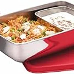 Signoraware Stainless Steel Compact Small Steel Lunch Box (150ml+550ml Compartments with Airtight Lid, Set of 2 | Red)-image-64