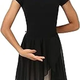 IKAANYA Girls Ballet Combo - Short Sleeves Leotard or Bodysuit and Elastic Band Skirt - Ideal for Ballet, Dance, Gymnastics, and Performance (Ages 3-15)-picture-27