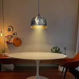 Flicker Shine Golden Fern Elegance Pendant Lamp, Matte Black with Gold Interior, Decorative Hanging Light-picture-38