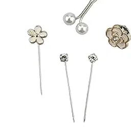 white flower hijab pin set of 5 pcs/scarf pin/brooch/hijab clip-picture-20