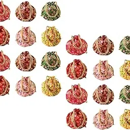 binori Rajasthani Style Royal Clutch Silk Batwa Bag Wristlets Embroidered Potli Bag With Floral Design, Pearl Handle, Traditional Drawstring Purse-picture-12