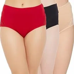 clovia Women's Cotton Spandex High Waist Outer Elastic Hipster Panty - Pack of 3-picture-31