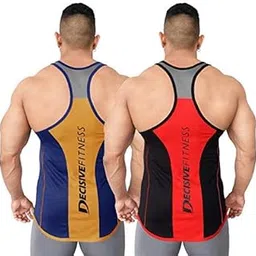 decisive Fitness Designer Gym Stringer Vest, Gym Vest, Racer Y Back, Sports Tank Tops, Sando for Men-picture-34