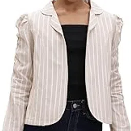 cottinfab Striped Lightweight Open Front Jacket-picture-18