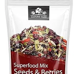 NATURE YARD Superfood Mix | High Protein Seeds & Berries Mix of Pumpkin, Sunflower Seed, Black Raisins, Cranberries, Blueberries, Goji Berry | A Super Healthy Snack, with Good Source of Fibre, Non-Salted, Diet Snacks - 400 Gm-picture-28