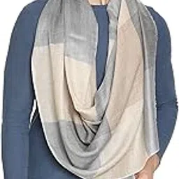 merinomere Soft Wool-Cashmere Scarf with Neutral Checks for men – Natural Blue & Toosh-picture-33