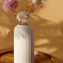 Maxxinn Ribbed Pipe Ceramic Vase Flower Pot Vase for Money Plant Live Plants, Pampas Grass Vase Home Decor Centrepiece Decor for Home, Office, or Return Gifts-picture-33
