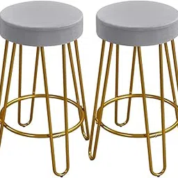 Dence Store Metal European-Style Counter-Height Bar Stools Two Bar Stools in The Backless Industrial European Style for The Kitchen Counter. Grey, (43 X 43 X 70Cm)-image-4
