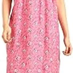 Jon Aishwarya Women Short Printed Nighty in Premium Cotton Blend Fabric, Midi Length, Night Dress, Three-Fourth Length for Comfortable Everyday Wear-image-44