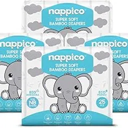 Nappico Ultra Soft Organic Bamboo Diapers | Newborn Size (Up to 4 kg) | Super Dry | Quick Absorption | Wetness Indicator | Leak-Proof | Rash-Free | Unisex | 100 Count | Pack of 4-picture-37