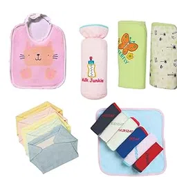 Fash-N-Vibe Light Blue Newborn Baby Starter Kit with Bib Bottle Cover Wrapping Sheets Nappies Napkin Set 0 to 3 Months Ideal for Travel Gifting Festive or Home Use_74-picture-34