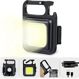 XSOURCE Small LED Flashlight 800 Lumens COB Rechargeable Keychain Mini Flashlight 3 Light Modes Portable Pocket Light with Folding Bottle Opener and Magnet Base for Fishing Walking Camping-picture-23