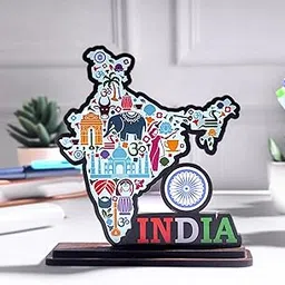 LASER ART Showpiece India Map Wooden - Designer Table Decor for Home, Office Desk, Living Room & Bedroom - Modern Art Decorative Gift Item-picture-53