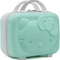 MANVI Vanity Cases for Women, Makeup Case Organizer with Zipper, Silicon Handle, Portable Waterproof ABS Makeup Travel Suitcase for Boy, Girl (Kitty Light Blue)-picture-16