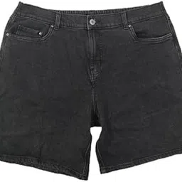 happ Plus Size Women Denim Long Shorts(Bermuda)- Length 20 inch- HIGH Rise- Faded Blackish Grey Color- Elastic Waist Size (4XL) 40 to (5XL) 42 inch-picture-26