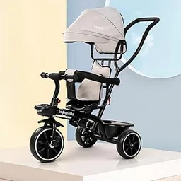 Baybee Maestro 2 in 1 Baby Tricycle for Kids, Smart Kids Tricycle with Parental Push Handle, Cushion seat, Canopy & Safety Guardrail | Kids Cycle Trikes | Baby Cycle for Kids 2 to 5 Years (White)-image-68