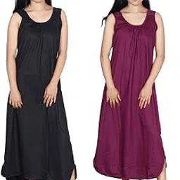 womie Women's Cotton Full-Length Nighty Slips – Breathable Innerwear for Gowns, Maxi Dresses, and Nightwear (Pack of 2)-PN-picture-40