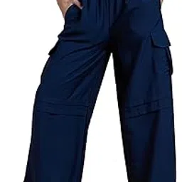 all yours Women's & Girls Baggy Solid High-Rise Waist with Pockets Cargo Pants|Trousers for Women| Pants for Women-picture-31