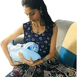 HOOPA Hooded Printed XXL Feeding Pillow - Blue | Infant Carrier | Nursing Pillow | Nursing Pad | Baby Carrier-picture-39