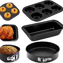 Casa Azul 3-Pcs Non-Stick Bakeware Cake Tin Set | Muffin Tray, Bread Mould, & Round Cake Mould for Baking, BPA Free Heavy-Duty Carbon Steel Baking Pan, Microwave & OTG Oven Safe Cake Mould for Baking-picture-42