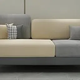 Modcasa Craft Stylish & Modern Heavy Duty & Luxurious Traditional 3 Seater Sofa Chesterfield Sofa Arm Sofa Three Seater Sofa for Living Room Guest Room Hotels & Office. (3Seater Grey & Beige)-image-49