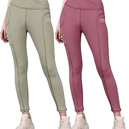 kp designer V Style Waistband Gym Pant High-Rise Combo Track Pant Polyester Blend Activewear Leggings |Stratchble Workout Tights Pack of 2-picture-39