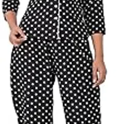 kashishiya Women's Polka Dot Printed Sleeping Suit/Night Wear for Women - Black-picture-22