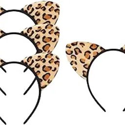 loom tree 4Pcs Leopard Cat Ears Headband Adorable for Themed Party Holidays Festival Black Hoop-picture-54
