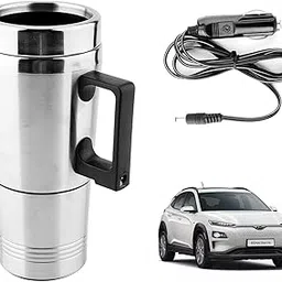Oshotto 12V Electric Car Kettle Stainless Steel For Hot Water Tea Coffee Milk Heating Cup/Mug for Travelling Trip Hyundai Kona Electric (300ml) - Silver-picture-34