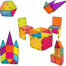 Kidsmate 16-Pcs Magnetic Tiles Set | Brain Boosting Fun & Educational STEM Learning Toy | Strong Magnetic Blocks for Creative Building | Colorful Magnetic Tiles for Boys & Girls 3-8 Yrs - Multicolor-image-80