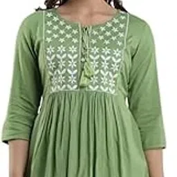 HARIOM Creation Women's 3/4 Sleeves Embroidered Regular Fit Viscose Rayon Casual Tunic Top-picture-21